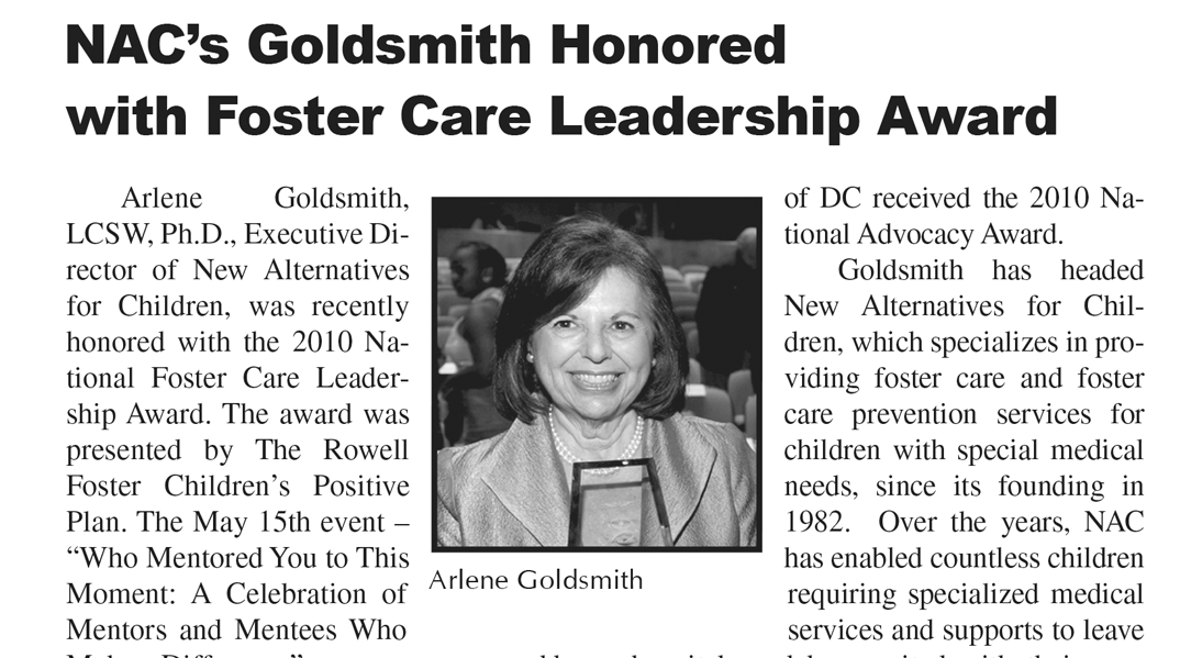 NAC’s Goldsmith Honored with Foster Care Leadership Award