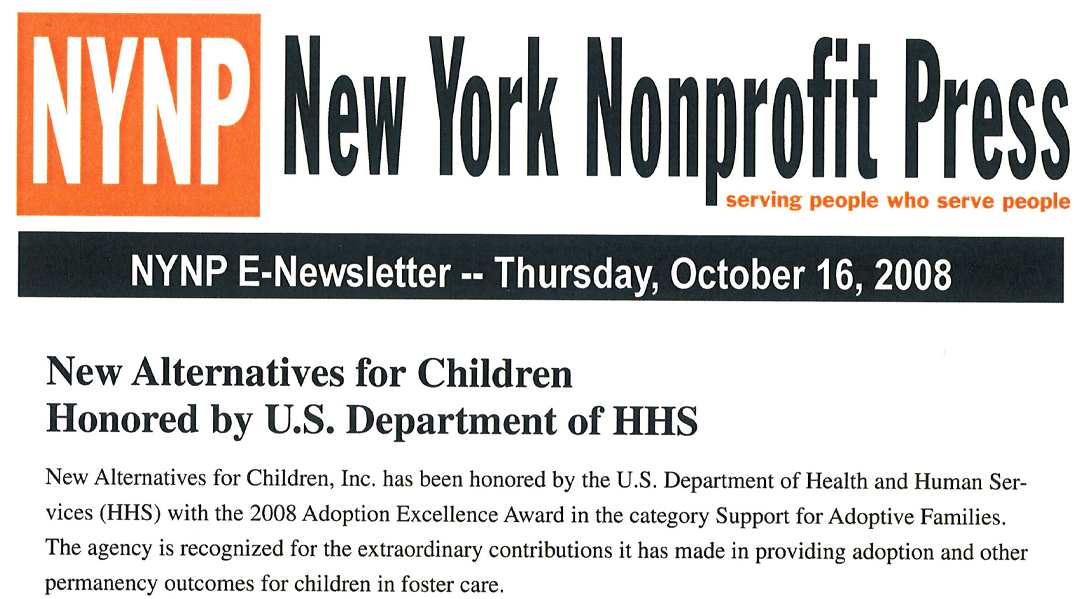 New Alternatives for Children Honored by U.S. Department of HHS
